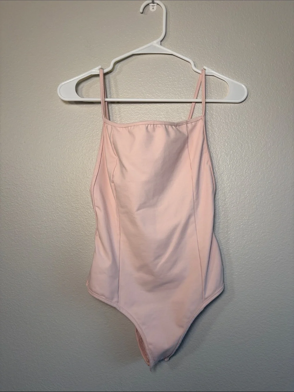Free People Lila Square Neck Low Side Bodysuit in Ballet Pink - S